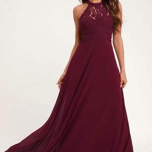 Burgundy Lace Maxi Dress